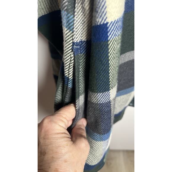 Orvis Heavyweight Flannel Shirt Shacket Pockets Green & Blue Plaid Size XL - Picture 7 of 12